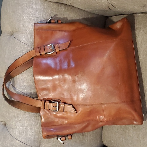 Upcycled Brown and tan Leather handbag - Picture 15 of 17